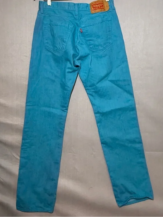 Levi's Turquoise 501 Straight Jeans - Picture 3 of 9